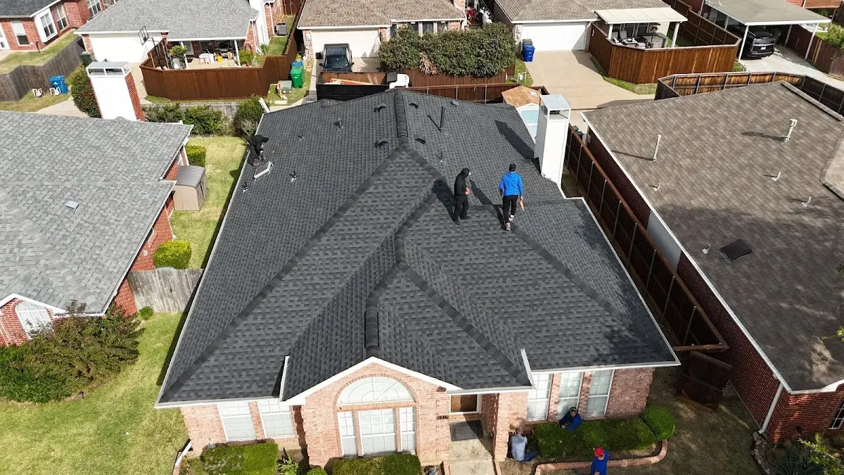 Slate & Tile Roof Repair work in progress on a Bentonville property